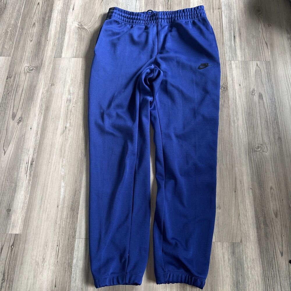 Nike Men’s Blue Black Striped Joggers Jelly Swoosh Logo Small